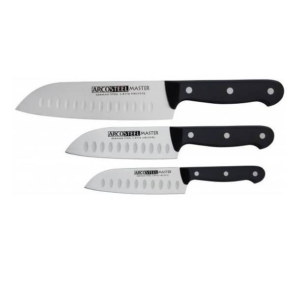 תמונה של סט 3 סכיני סנטוקו - ארקוסטיל ARCOSTEEL MASTER - מרכז החימום
