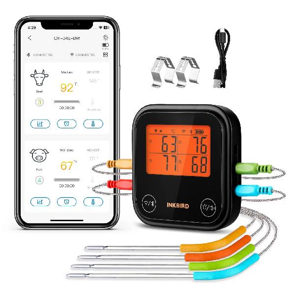 תמונה של מדחום דיגיטלי 4 פרובים - INKBIRD BT/WIFI - מרכז החימום