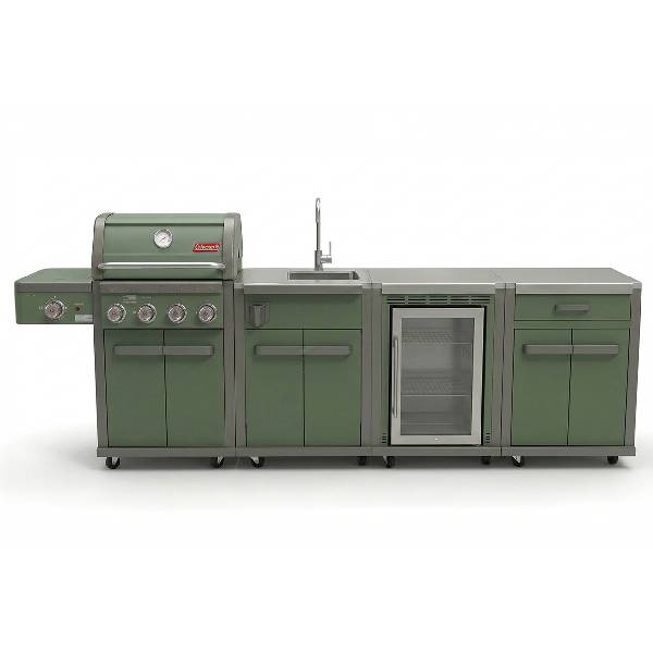 תמונה של מטבח חוץ 4 מבערים ירוק - קולמן רבולושן Coleman Revolution - מרכז החימום