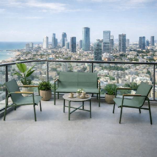 תמונה של סט ריהוט גינה דו מושבי דגם קוסטה צבע ירוק - מרכז החימום